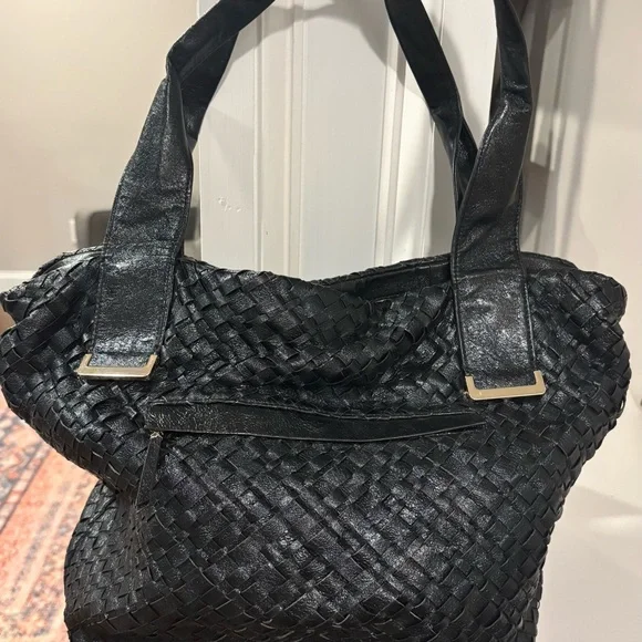 Elliott Lucca Woven Leather Handbag Hobos